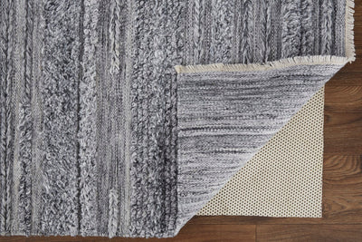 product image for Akton Handwoven Stripes Ivory/Dark Gray Rug 5 90