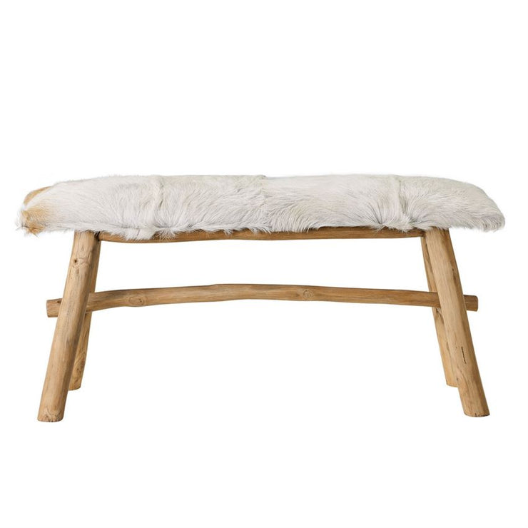 Goat Fur Covered Wood Bench design by BD Edition