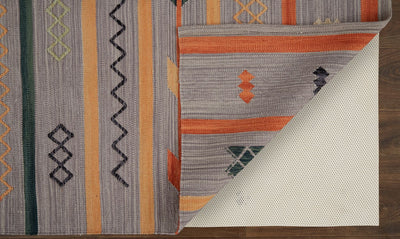 product image for Amara Flatweave Gray and Orange Rug by BD Fine Fold Image 1 87