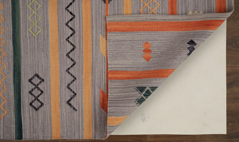 media image for Amara Flatweave Gray and Orange Rug by BD Fine Fold Image 1 239