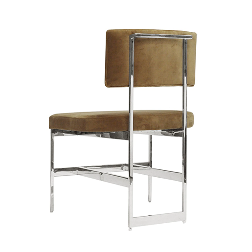 modern dining chair with nickel base and cushion in various colors 3