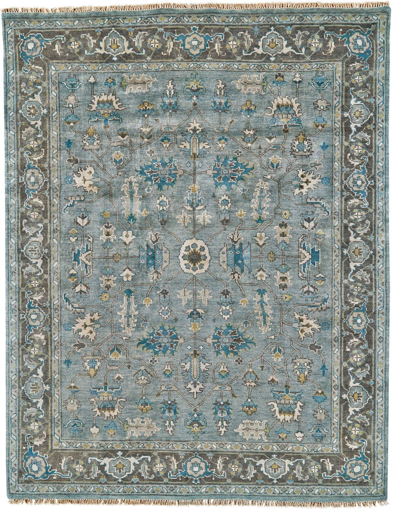 media image for Alden Hand Knotted Blue and Gray Rug by BD Fine Flatshot Image 1 284