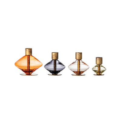 product image of Blown Glass Antique Brass Taper Holders 1 562