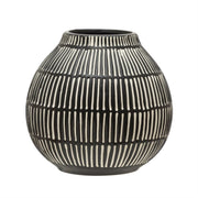 debossed stoneware vase black white 1