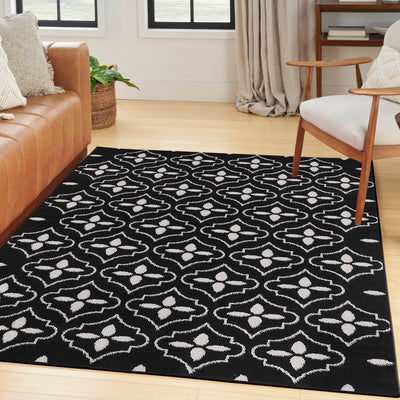 product image for Nourison Essentials Indoor Outdoor Black Ivory Moroccan Rug By Nourison Nsn 099446940674 9 49