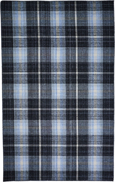 product image of Jens Hand Woven Black and Blue Rug by BD Fine Flatshot Image 1 520