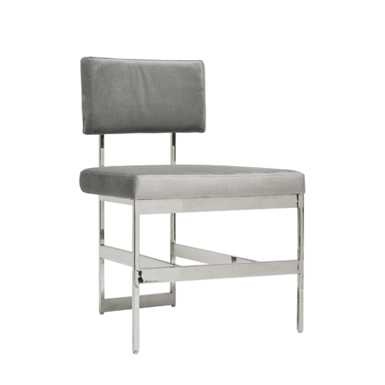 modern dining chair with nickel base and cushion in various colors 4