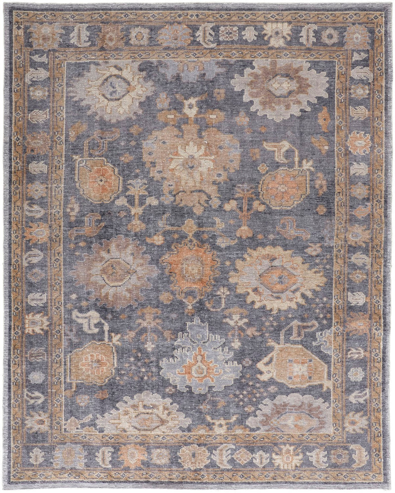 media image for Tierney Hand-Knotted Ornamental Stone Blue/Apricot Tan Rug 1 26