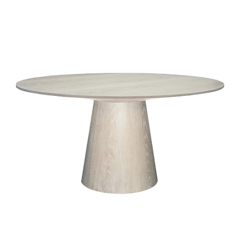 round cerused oak dining table base with 59 diameter tapering top 1