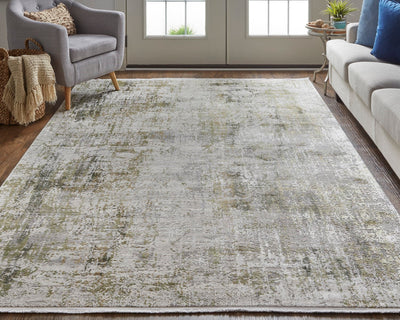 product image for Lindstra Abstract Olive Gray/Jade Green Rug 6 10