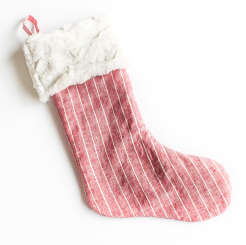 crimson stripe christmas stocking 1