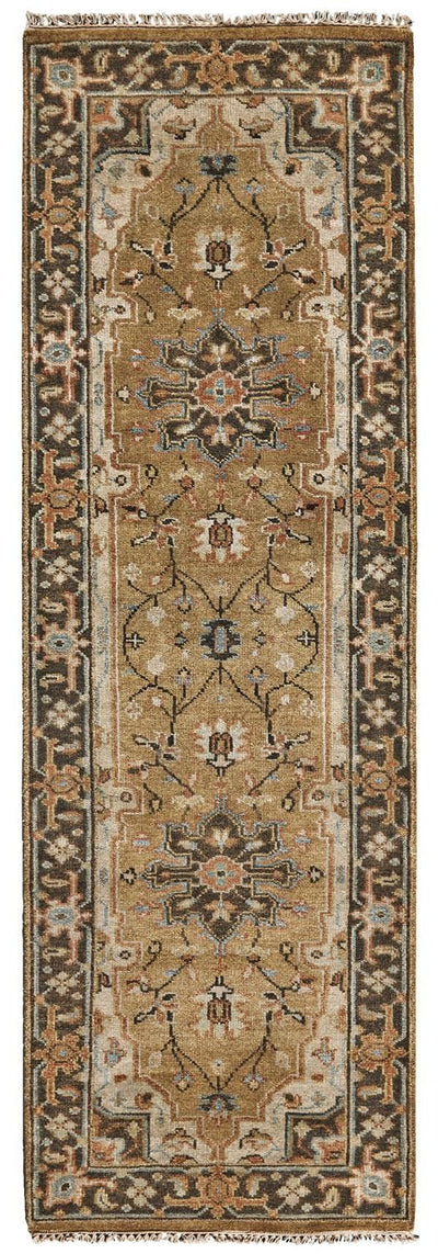 product image for Alden Hand Knotted Gold and Brown Rug by BD Fine Flatshot Image 1 5