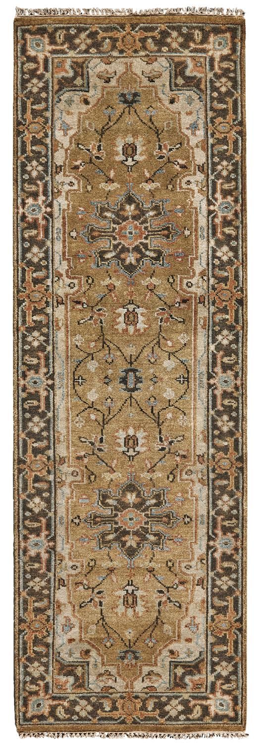 media image for Alden Hand Knotted Gold and Brown Rug by BD Fine Flatshot Image 1 275