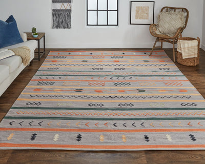 product image for Amara Flatweave Gray and Orange Rug by BD Fine Roomscene Image 1 58