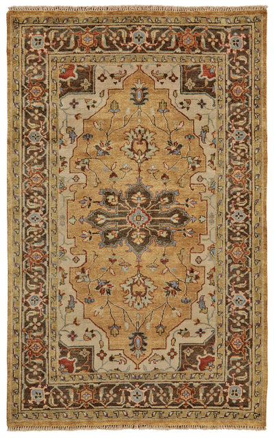 product image for Alden Hand Knotted Gold and Brown Rug by BD Fine Flatshot Image 1 0