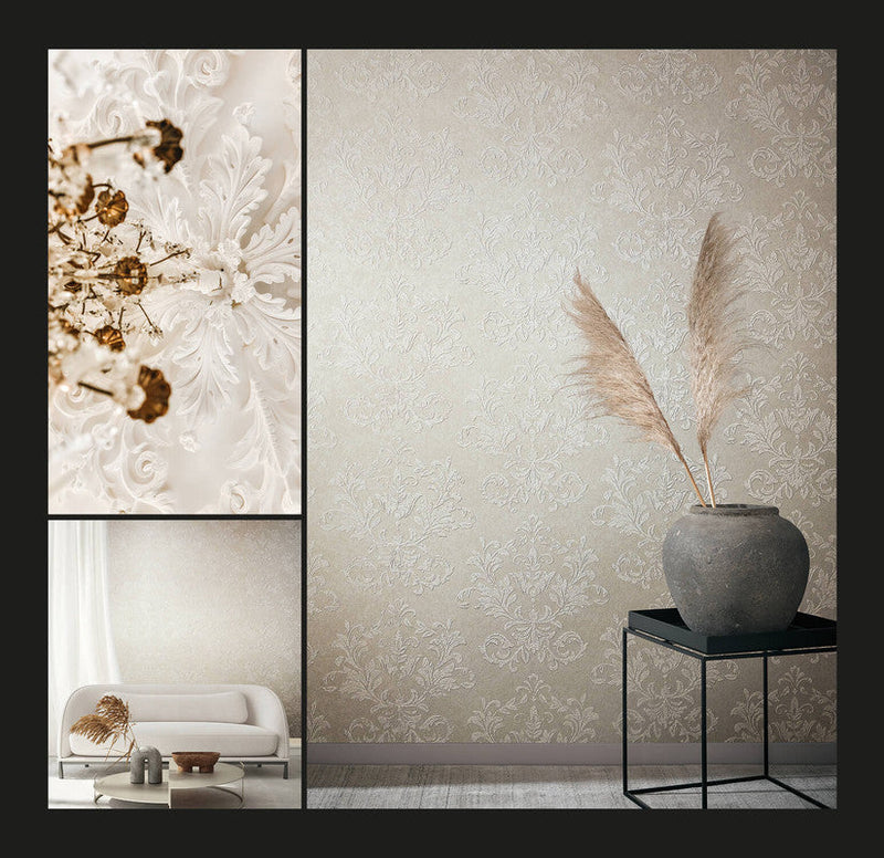 media image for Damask Wallpaper in Green/Grey 20