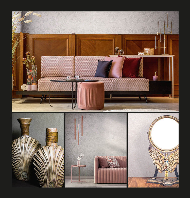 media image for Damask Wallpaper in Light Pink/Grey 286
