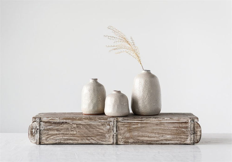 set of 3 terracotta vases in grey sand by bd edition 1