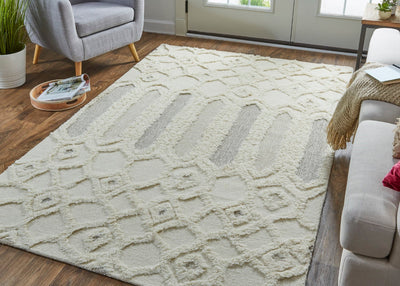 product image for Elika Hand-Tufted Geometric Ivory/Taupe/Tan Rug 6 86