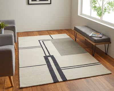 product image for ardon architectural mid century modern hand tufted ivory gray rug by bd fine mgrr8899ivygryh00 7 35