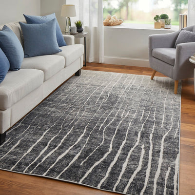 product image for Kiba Abstract Black/Gray/Ivory Rug 9 99