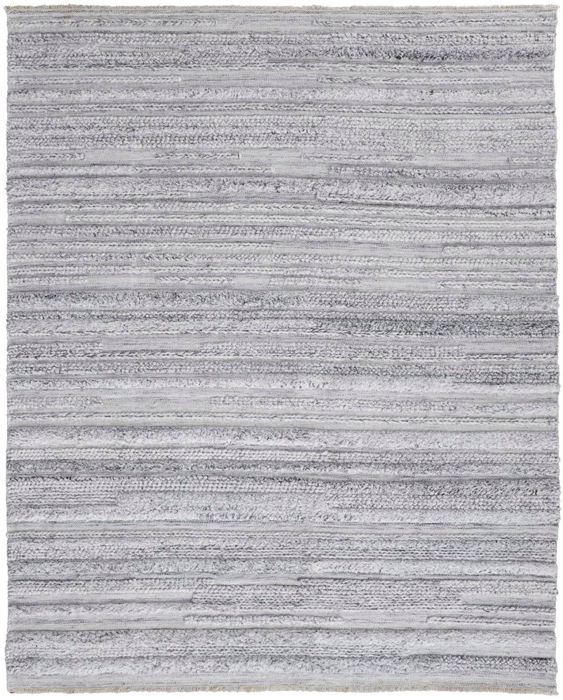 media image for Akton Handwoven Stripes Ivory/Light Gray Rug 1 215