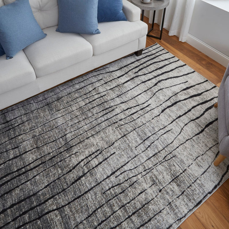 media image for Kiba Abstract Gray/Black/Taupe Rug 10 283