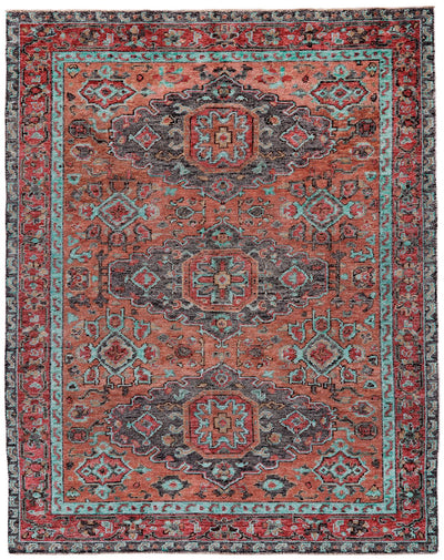 product image of Bashyr Hand Knotted Rust and Blue Rug by BD Fine Flatshot Image 1 524