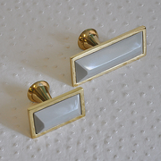 large brass rectangle knob with inset resin in various colors 3