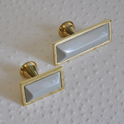 large brass rectangle knob with inset resin in various colors 6