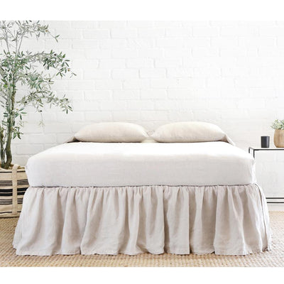 product image for Gathered Linen Bedskirt in Flax 70