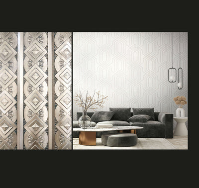 product image for Geo Wallpaper in Beige/White 34