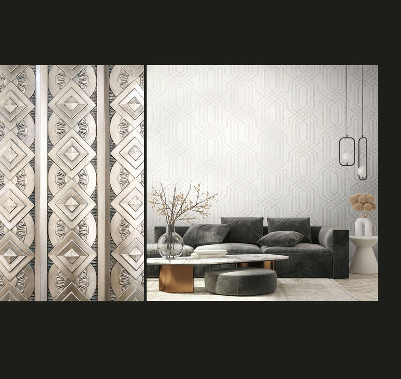 media image for Geo Wallpaper in Beige/White 251