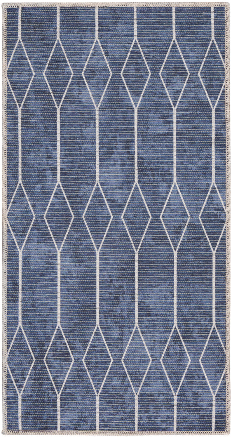 media image for Nicole Curtis Machine Washable Series Navy Modern Rug By Nicole Curtis Nsn 099446163301 1 261