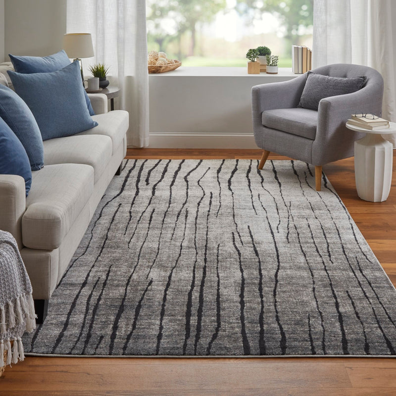 media image for Kiba Abstract Gray/Black/Taupe Rug 8 227