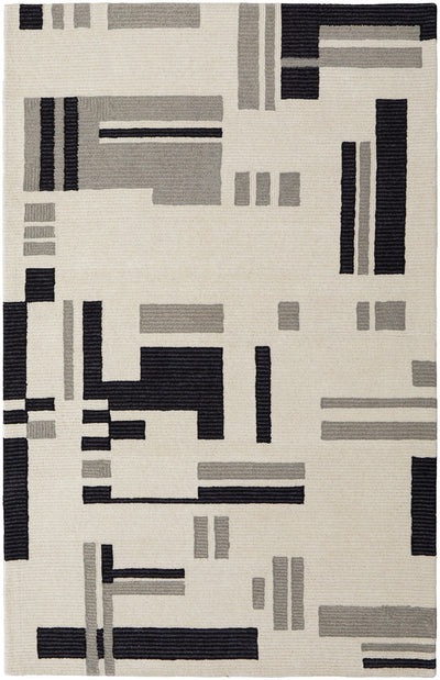 product image of ardon architectural mid century modern hand tufted ivory black rug by bd fine mgrr8903ivyblkh00 1 529