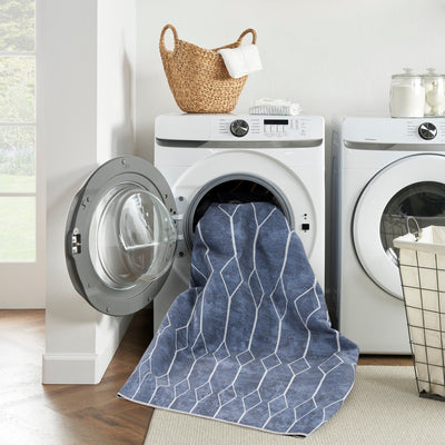 product image for Nicole Curtis Machine Washable Series Navy Modern Rug By Nicole Curtis Nsn 099446163301 11 50