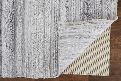 product image for Akton Handwoven Stripes Ivory/Light Gray Rug 5 65