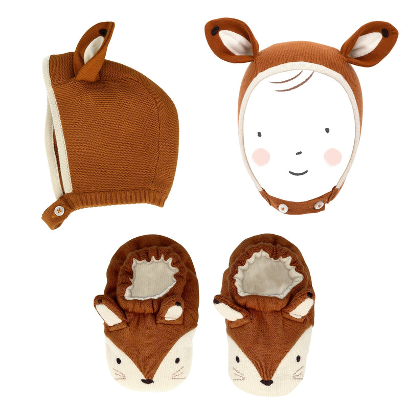 media image for fox bonnet booties set by meri meri mm 218557 1 245