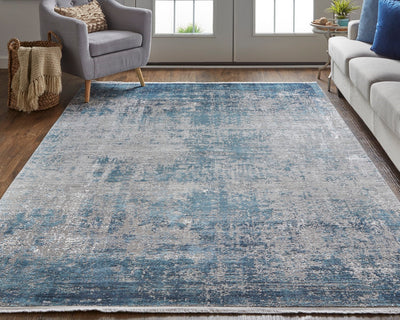 product image for Lindstra Abstract Blue/Silver Gray Rug 6 92