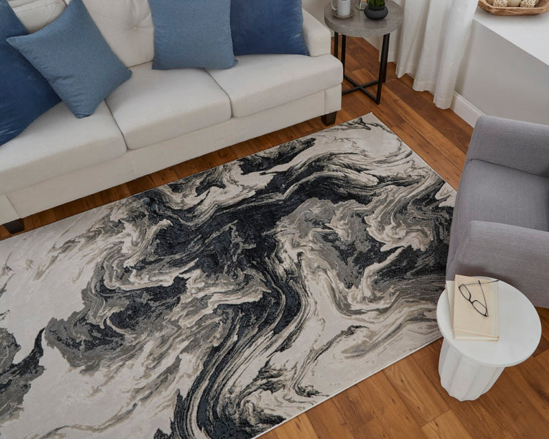 media image for Orin Abstract Ivory/Black/Taupe Rug 9 297