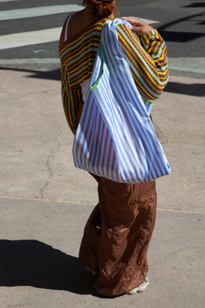 product image for School Tie Fabric Bag - Light Blue x White 21