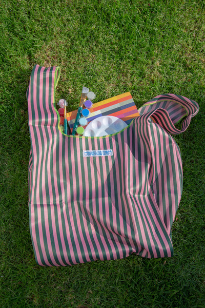 product image for School Tie Fabric Bag - Dark Green x Pink 91