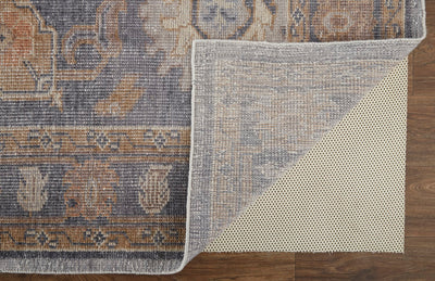 product image for Tierney Hand-Knotted Ornamental Stone Blue/Apricot Tan Rug 5 16