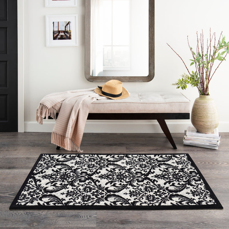 media image for damask black white rug by nourison 99446341372 redo 4 233