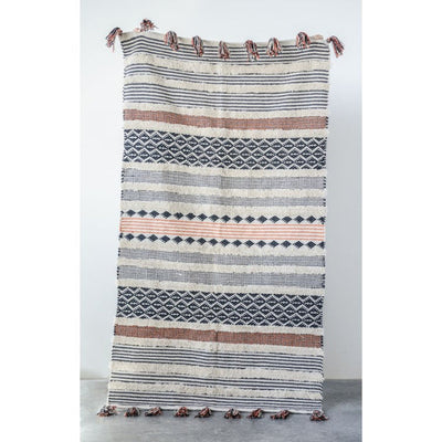product image of cotton woven rug w tassel ends in multi color design by bd edition 1 576
