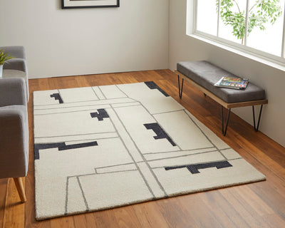 product image for ardon architectural mid century modern hand tufted ivory black rug by bd fine mgrr8902ivyblkh00 7 85