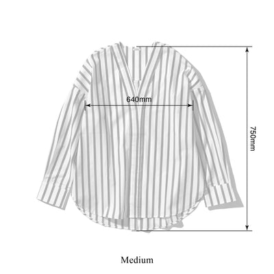 product image for Cotton Stripe Shirt V Neck 8 29