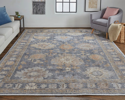 product image for Tierney Hand-Knotted Ornamental Stone Blue/Apricot Tan Rug 6 62