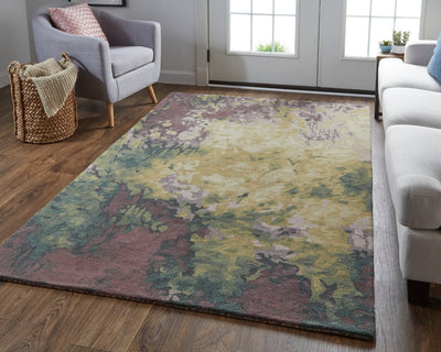 product image for Nakita Hand-Tufted Watercolor Eggplant/Green/Gold Rug 6 65